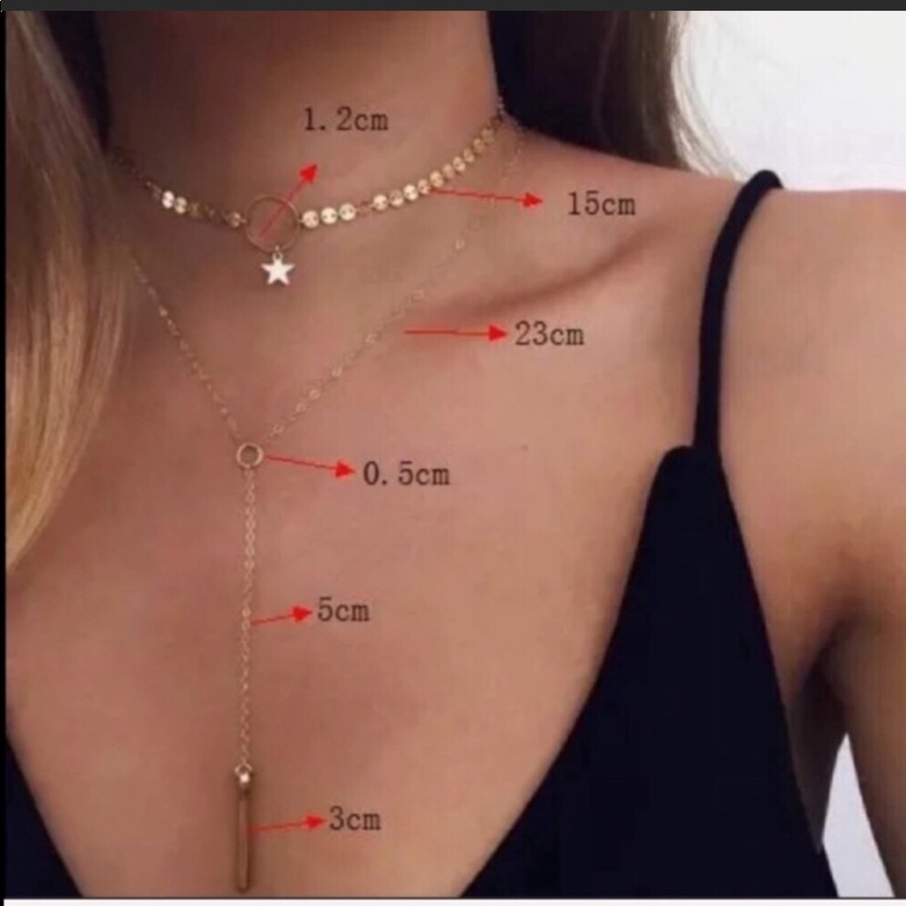 NEW DELICATE GOLD LAYERED NECKLACE w/ STAR PENDANT - Picture 2 of 3